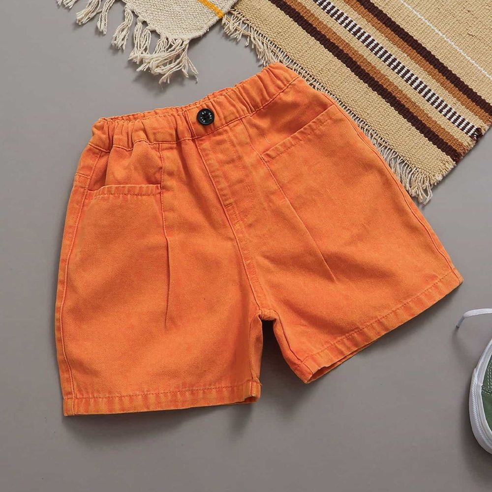 舒適挺版帥氣丹寧五分褲-橘