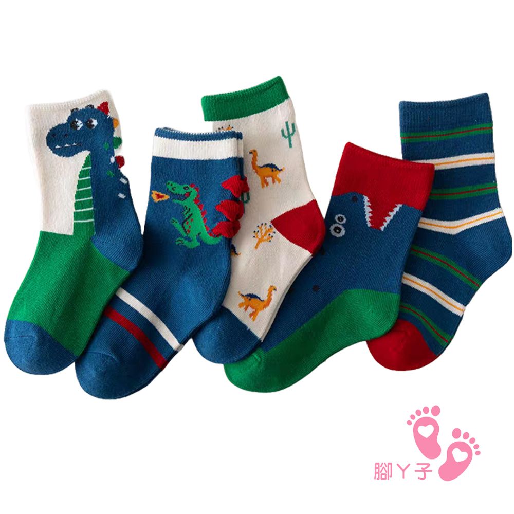 腳ㄚ子 - 幼/兒童棉質中筒襪 童襪 襪子 棉襪 兒童襪-沙漠恐龍