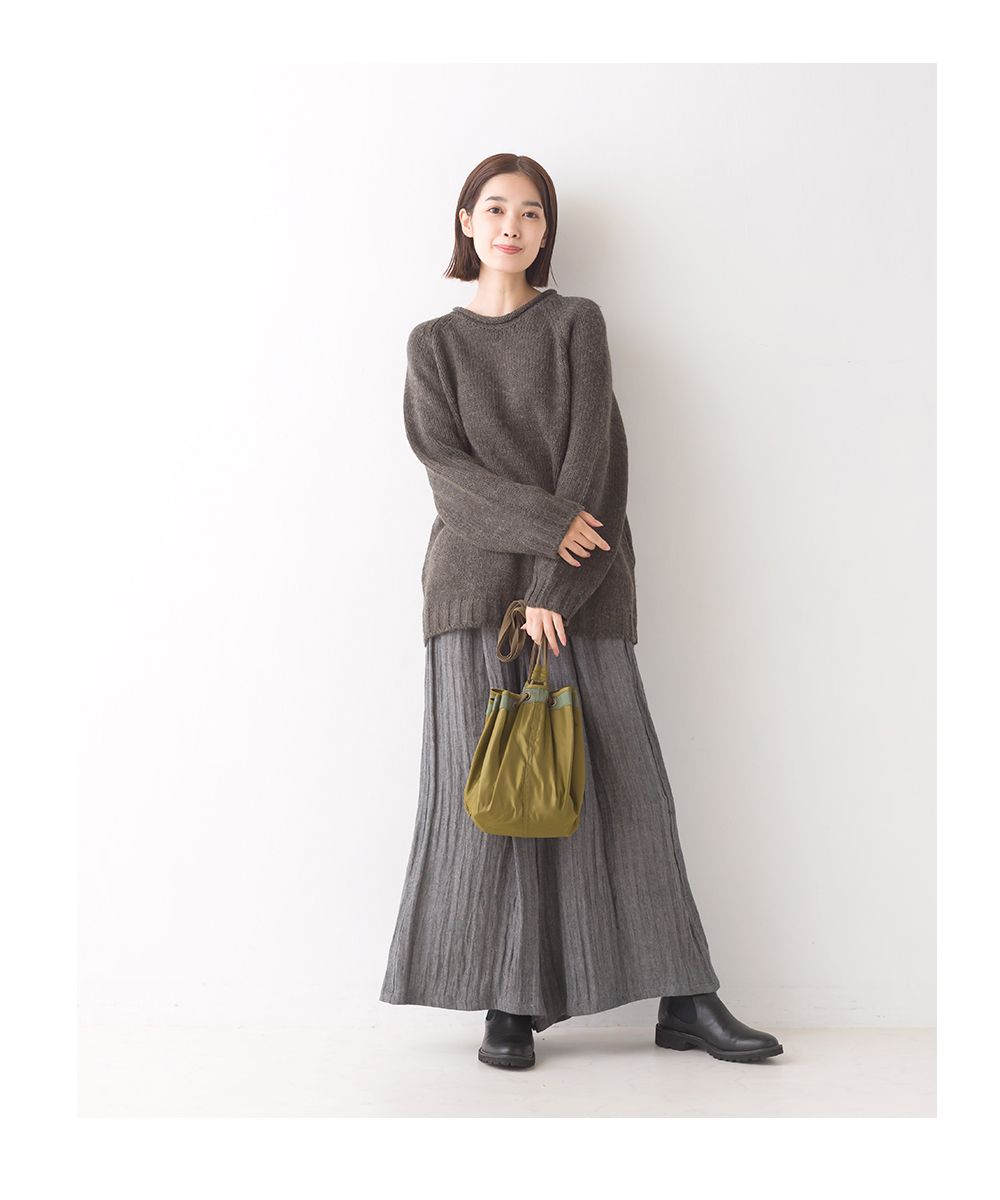 日本 OMNES - 羊駝毛混紡圓領針織毛衣-石墨灰