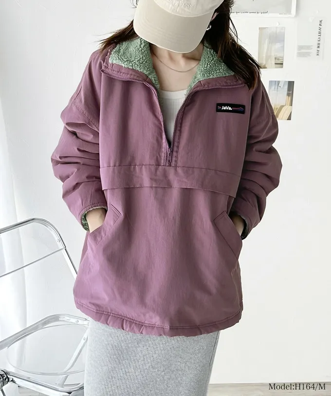 日本 Classical Elf - 山系雙面穿毛絨寬版長袖上衣-藍綠