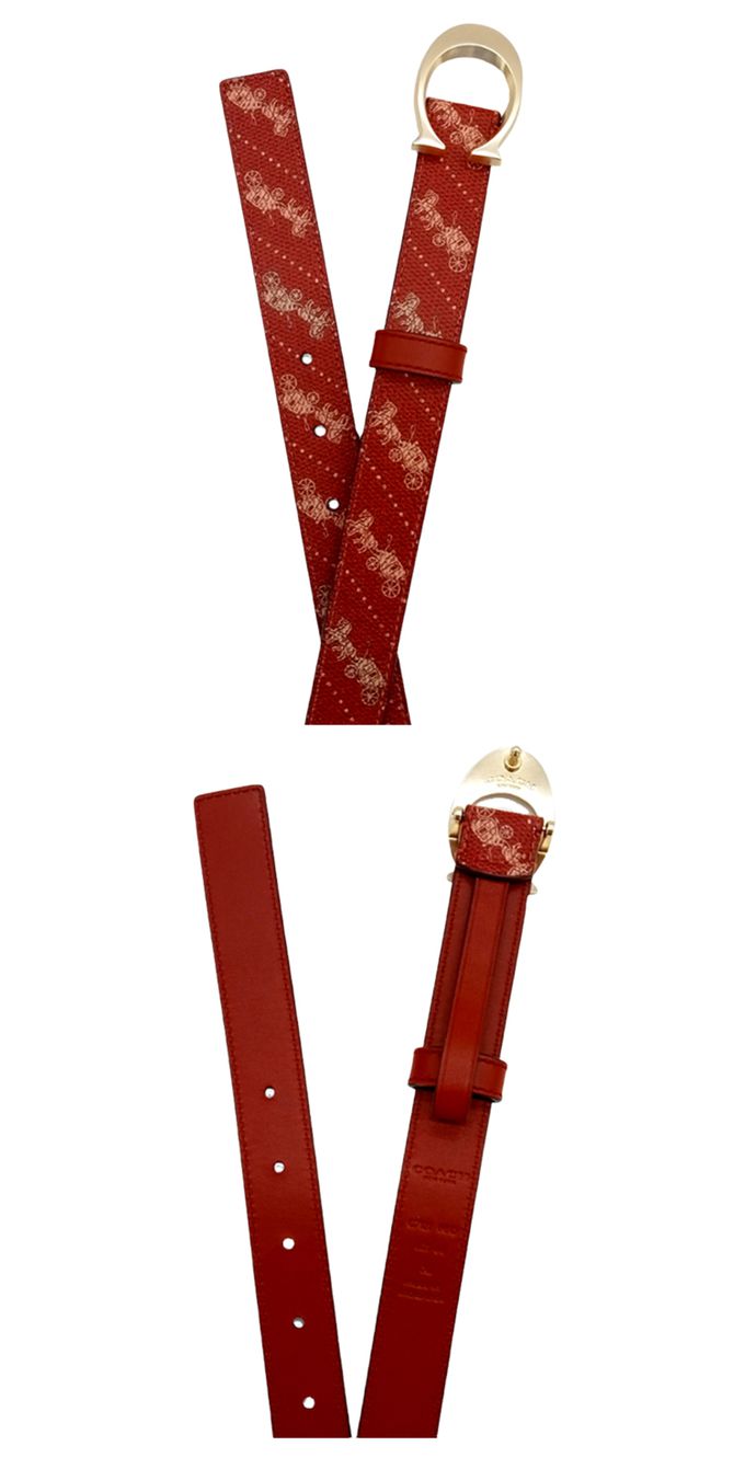 COACH - 防刮PVC皮革腰帶/皮帶 (紅)