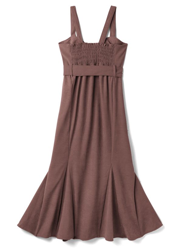 日本 GRL - 麂皮感愛心領魚尾吊帶裙-罌粟粉