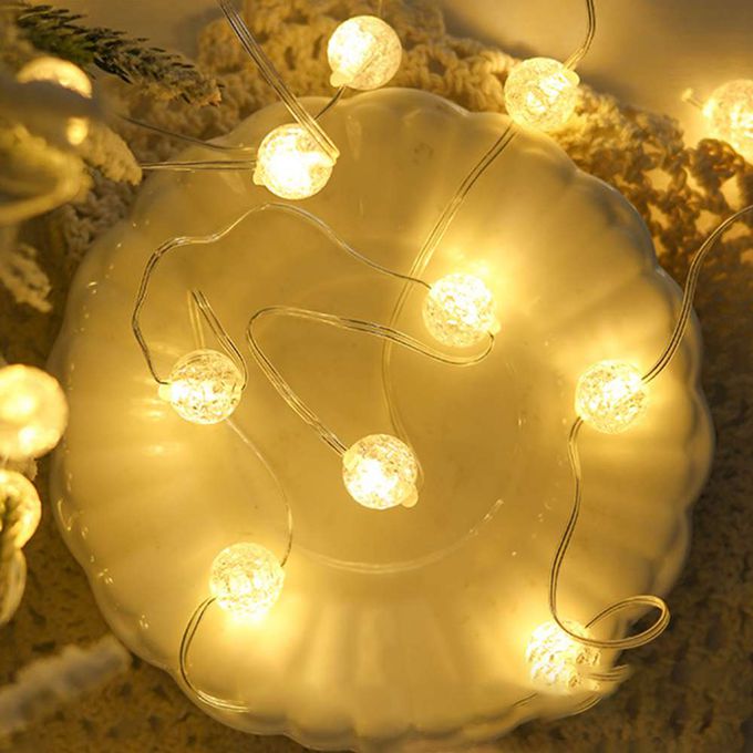 MODACore 摩達客 - 50燈LED皮線燈串(USB充電/圓珠-暖白光)5M-贈豆腐頭&遙控器