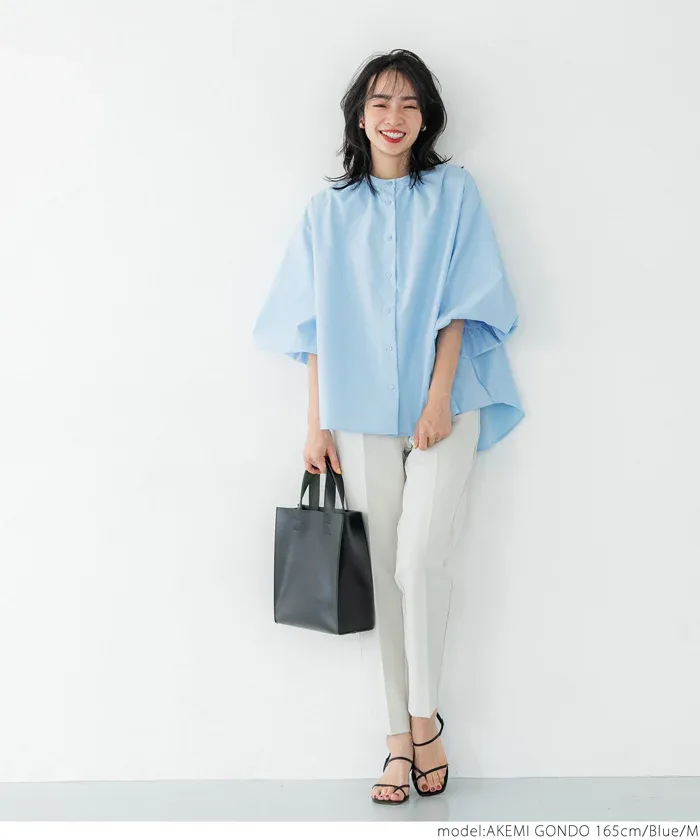 日本 COCA - 優雅夢幻泡泡袖襯衫-白