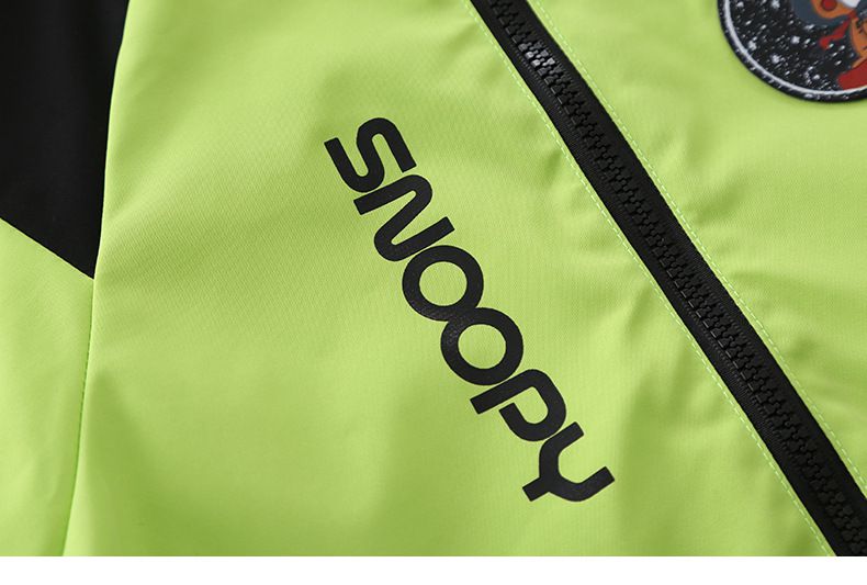 卡通人物史努比加絨連帽防風外套/衝鋒外套-SNOOPY-黑色