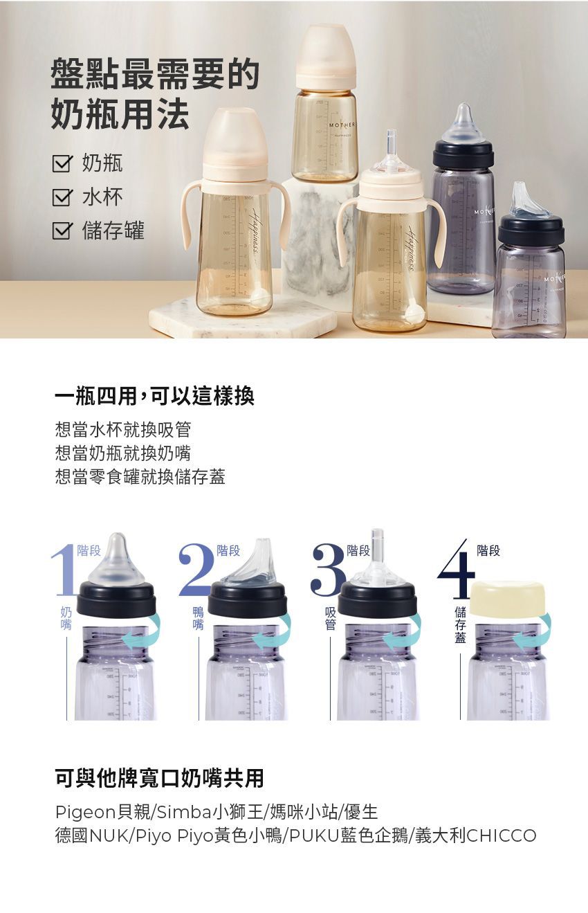 MOTHER-K - 奶瓶水杯共用吸管組(2入)