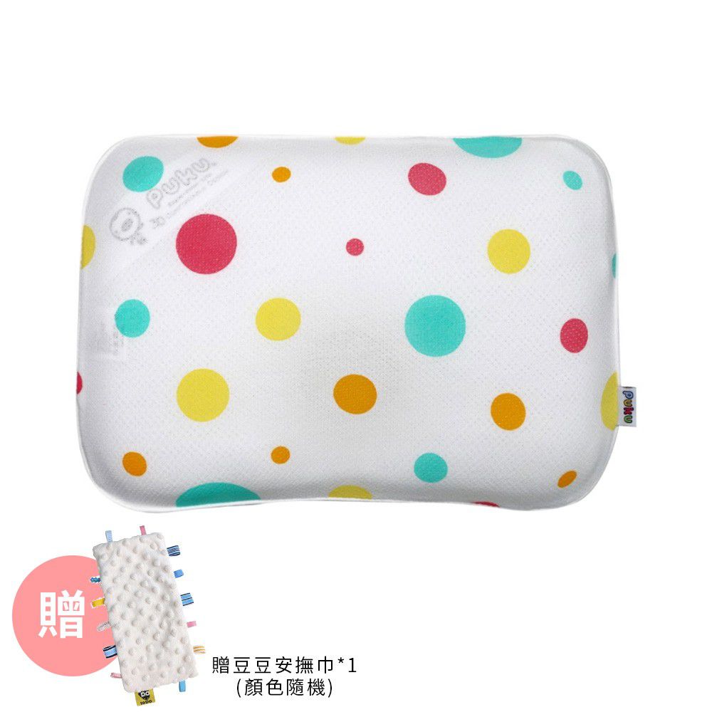PUKU 藍色企鵝 - Air護頭型3D嬰兒枕-彩虹泡泡-買贈樂豆安撫巾*1(顏色隨機)
