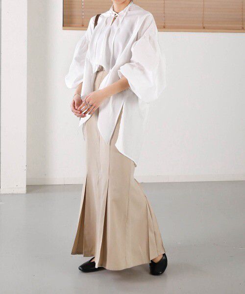 日本 Bab - 前短後長設計感綁帶上衣-簡約白