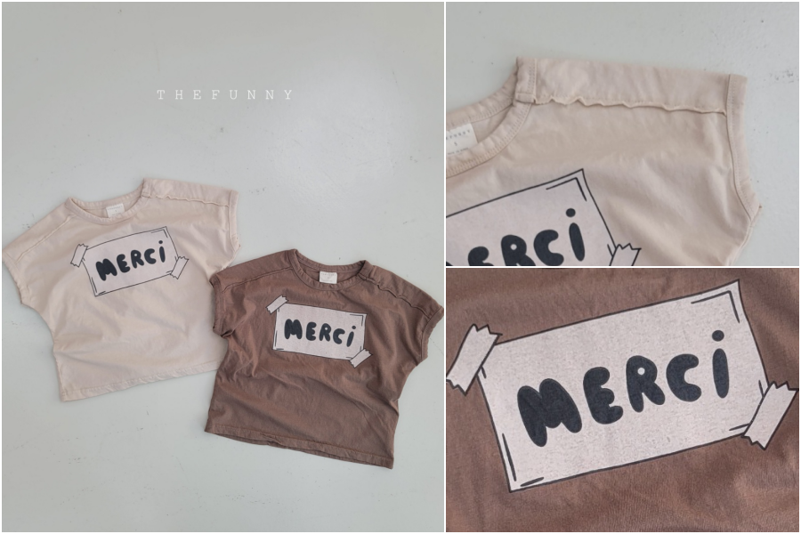 韓國 The Funny - Merci 純棉T-咖啡