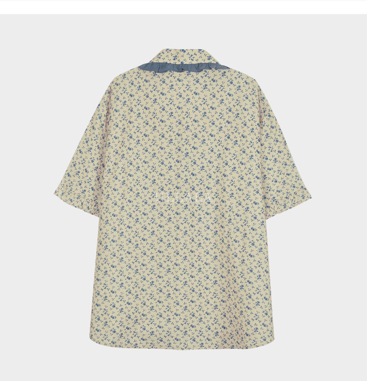 韓國 ULLALA - 玫瑰印花短袖睡衣(兩件式)-藍玫瑰 (FREE)