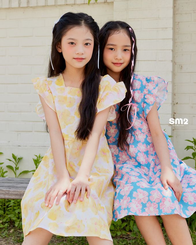 韓國 sm2 - 花朵印後背交叉背心洋裝-粉花