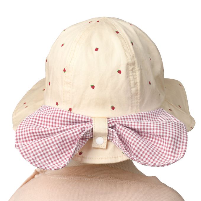 akachan honpo - 地鐵帽 草莓-附防曬遮陽布-象牙白色