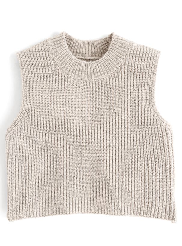 日本 GRL - 露肩羅紋兩件式針織上衣-淺米 (F)