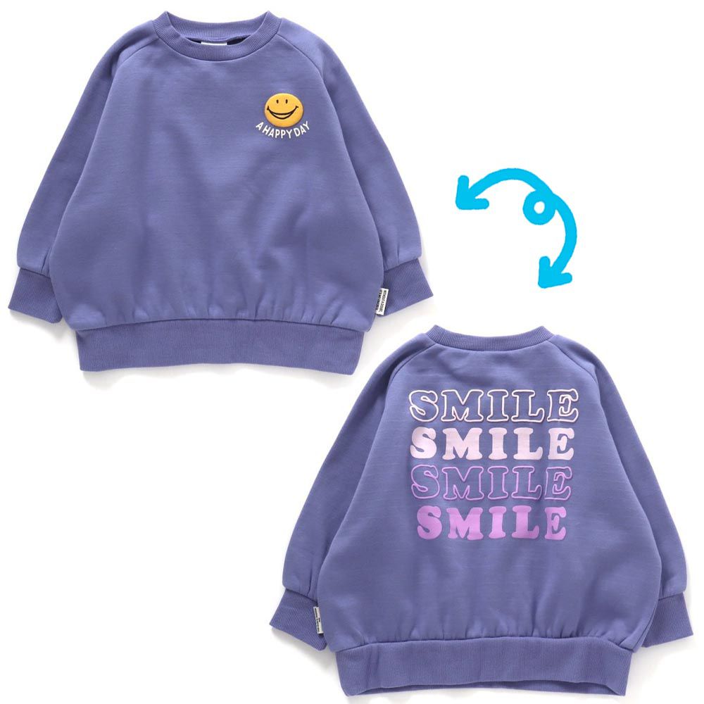 日本 BREEZE - 彩色英文標語裏毛率性運動衫-紫