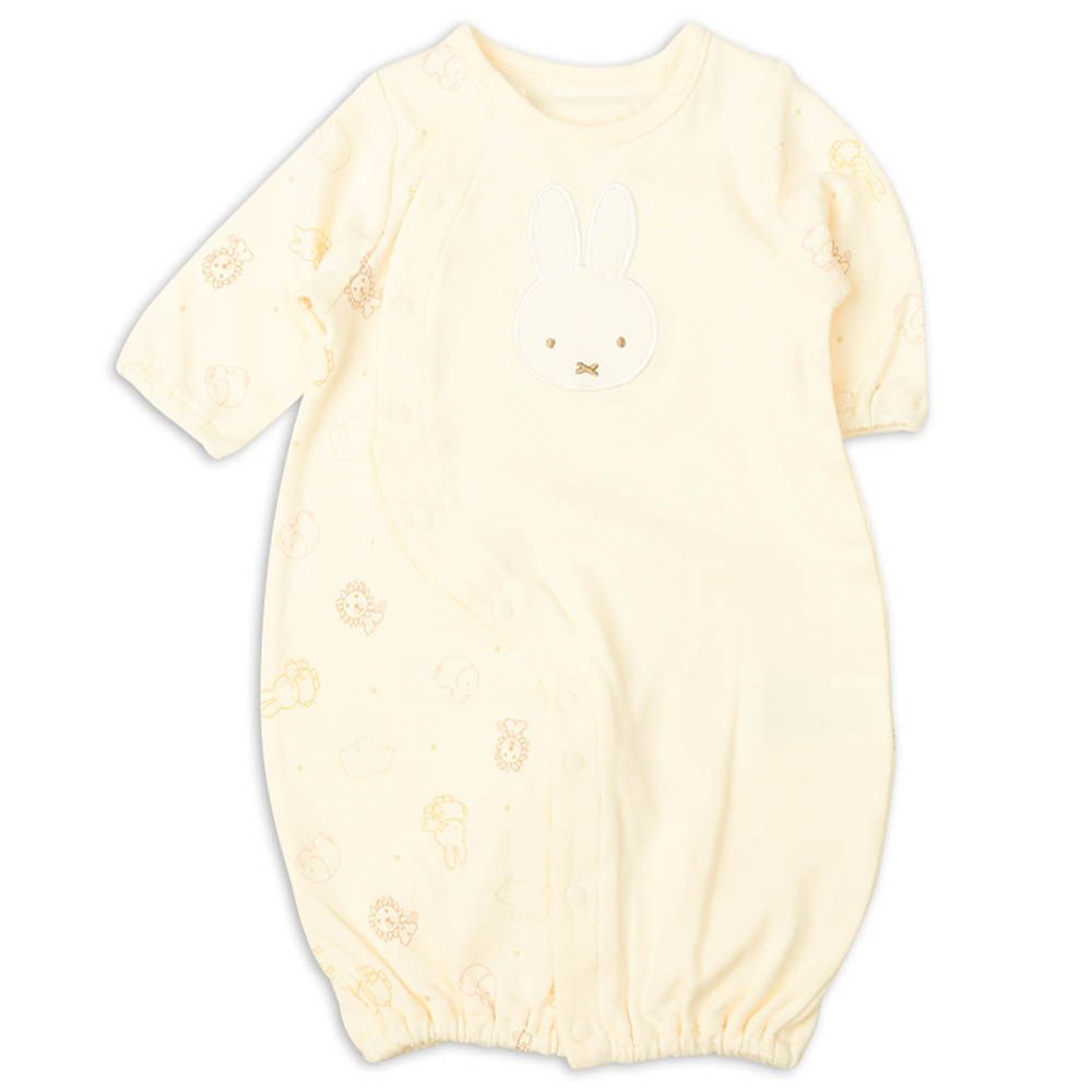 長袖連身衣-米飛兔動物圖案-奶油色 (50~60cm)