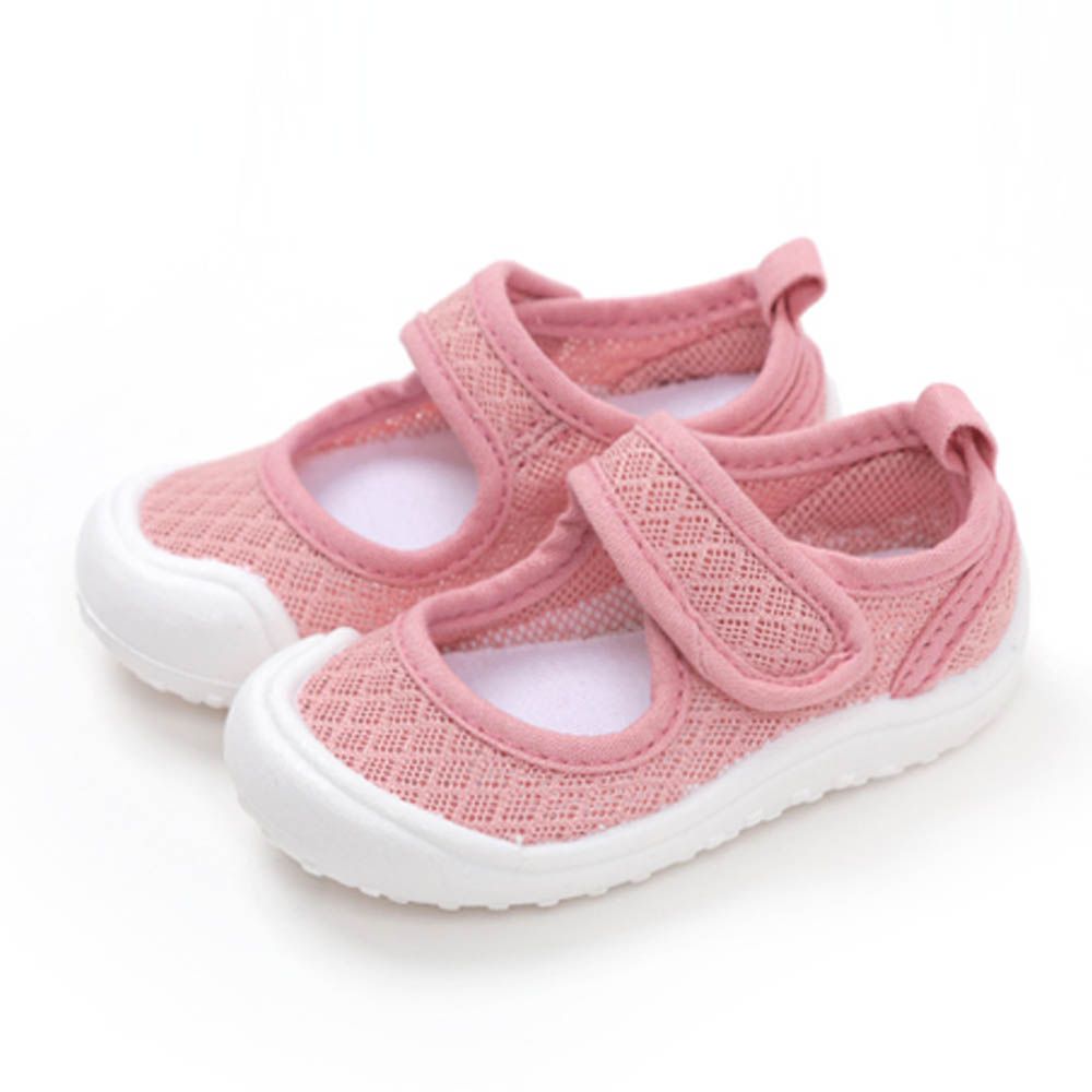 網眼透氣兒童室內鞋/休閒鞋-粉