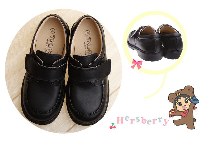 時尚經典款純黑色男童紳士皮鞋