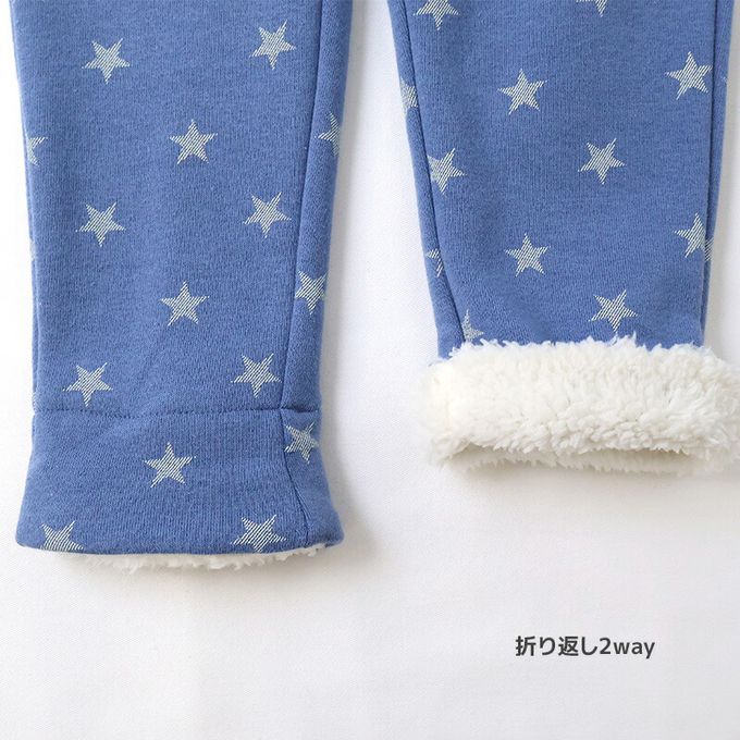 日本 ZOOLAND - 熊耳口袋滿版星星裏毛長褲-卡其