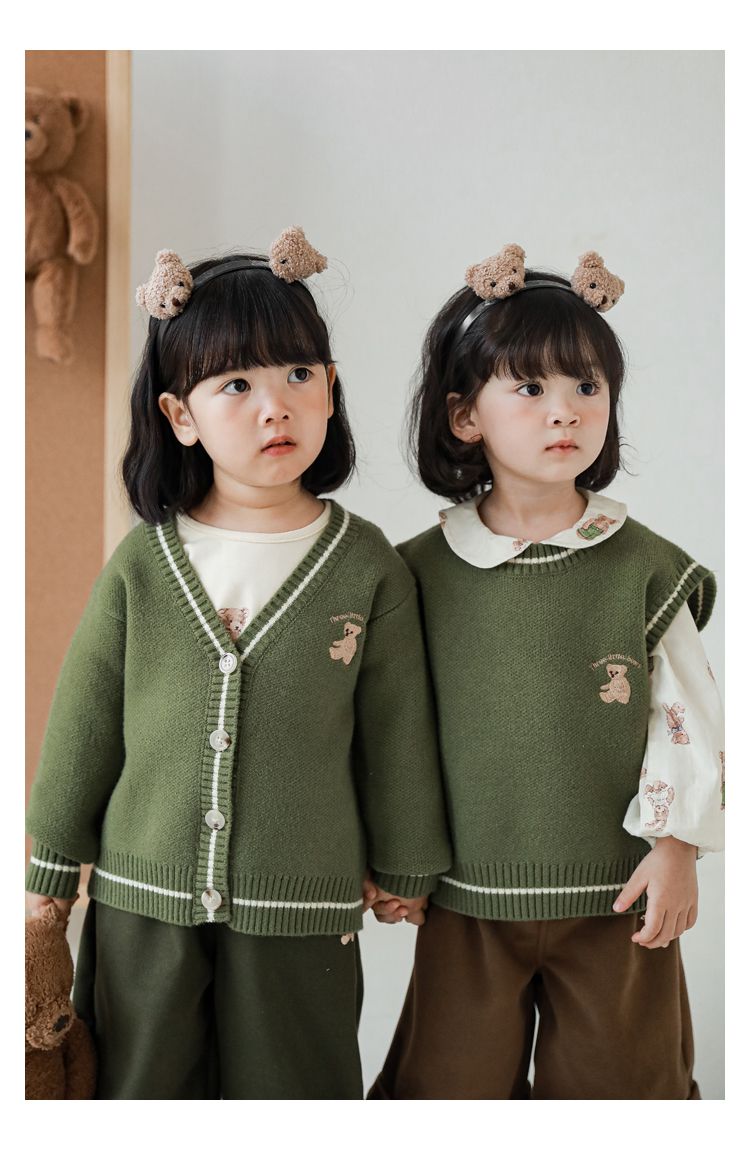 腰鬆緊五分百搭寬褲-熊熊-綠色