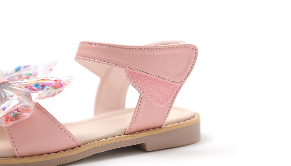 韓國 OZKIZ - 愛心亮片蝴蝶結魔鬼氈涼鞋