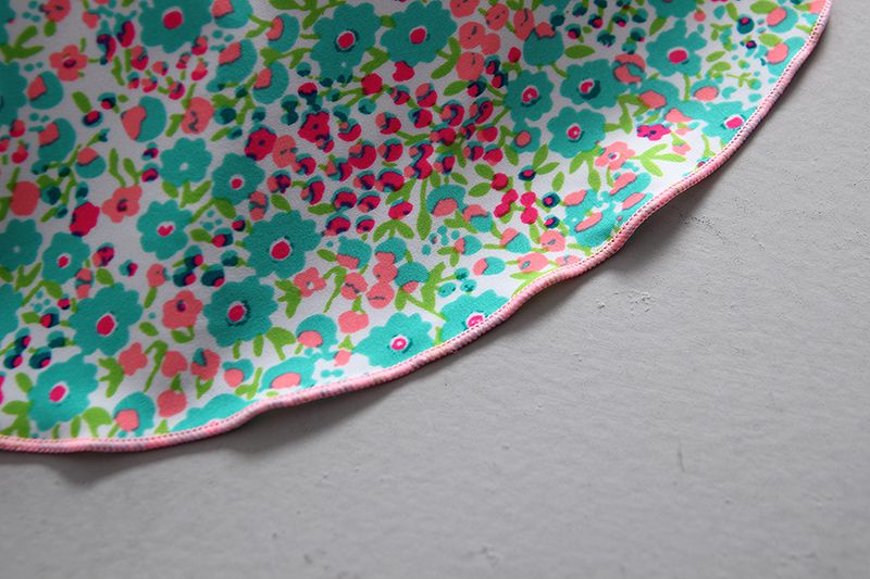 女寶長袖泳裝套裝(附帽子)-滿滿碎花-粉+綠