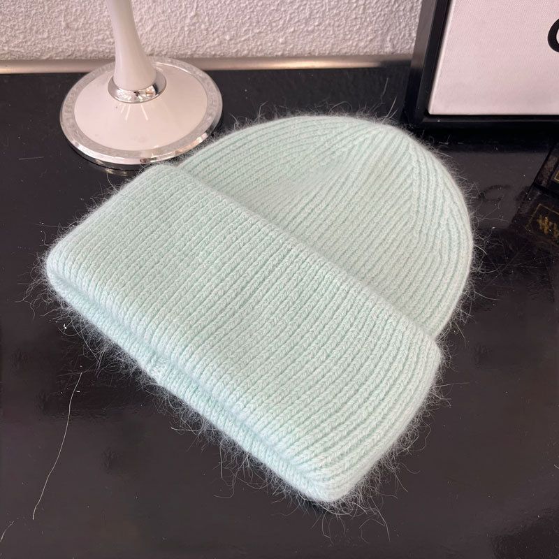 溫柔暖暖針織毛帽(30%兔毛)-米白色 (M（56-58cm）)