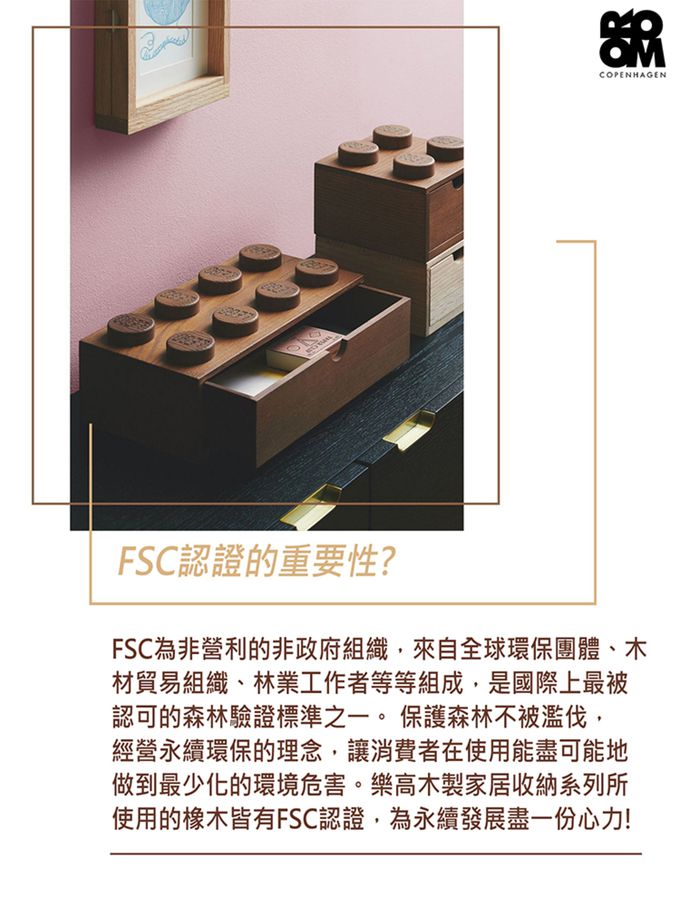 Room Copenhagen - LEGO® 樂高桌上型木製八凸抽屜收納箱 (淺色橡木)