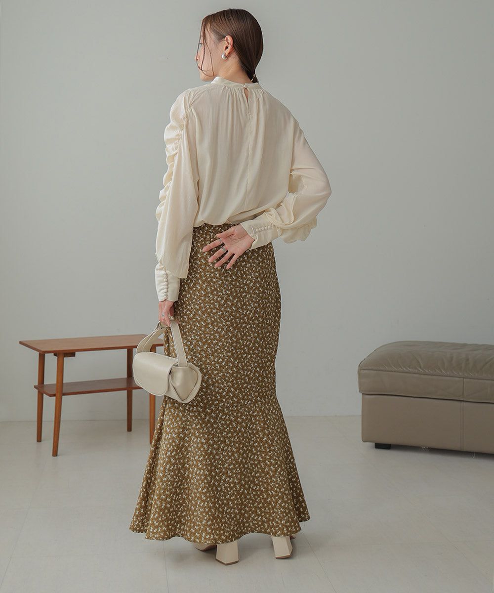 日本 Bab - 嫘縈柔滑抓皺薄長袖上衣-米杏