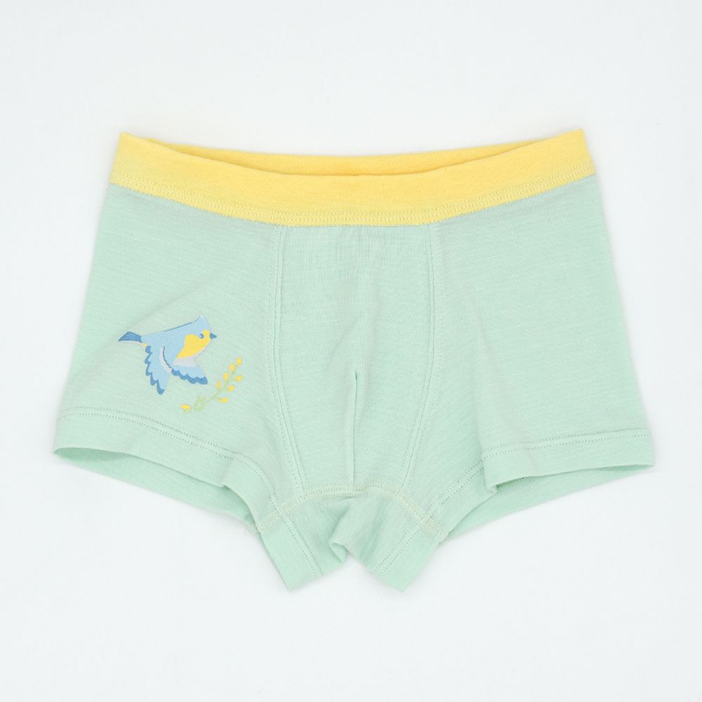 minihope美好的親子生活 - 男童四角褲-花間的黃山雀-嫩芽綠