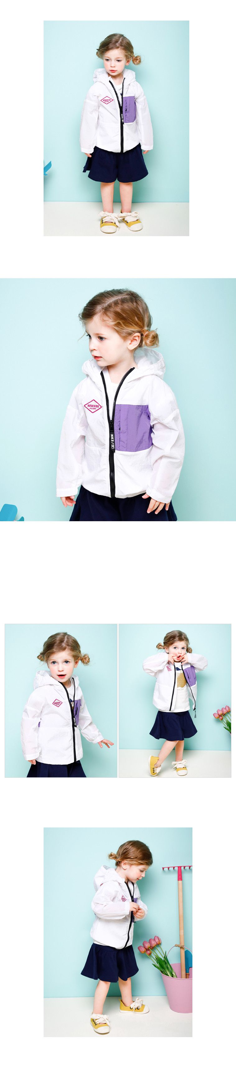 韓國 Jelispoon - 薄款拉鍊夾克-白