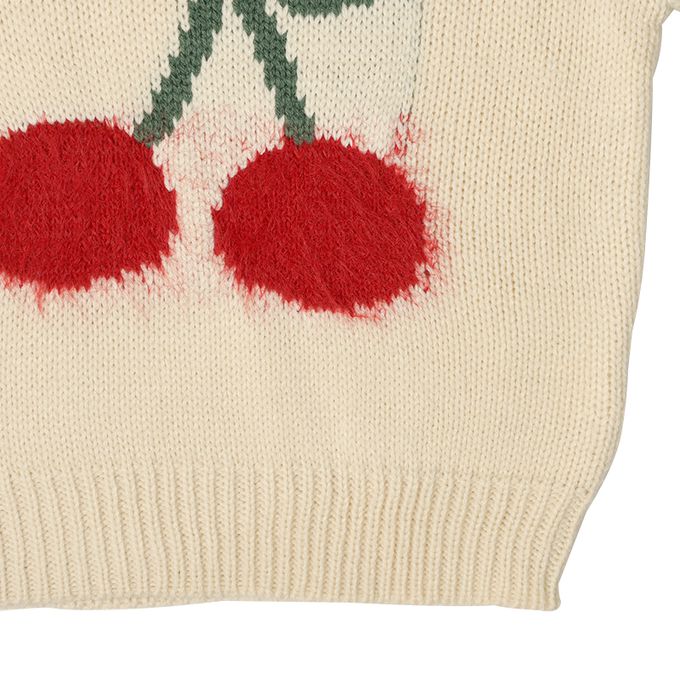 akachan honpo - 針織休閒上衣-緹花-米白色