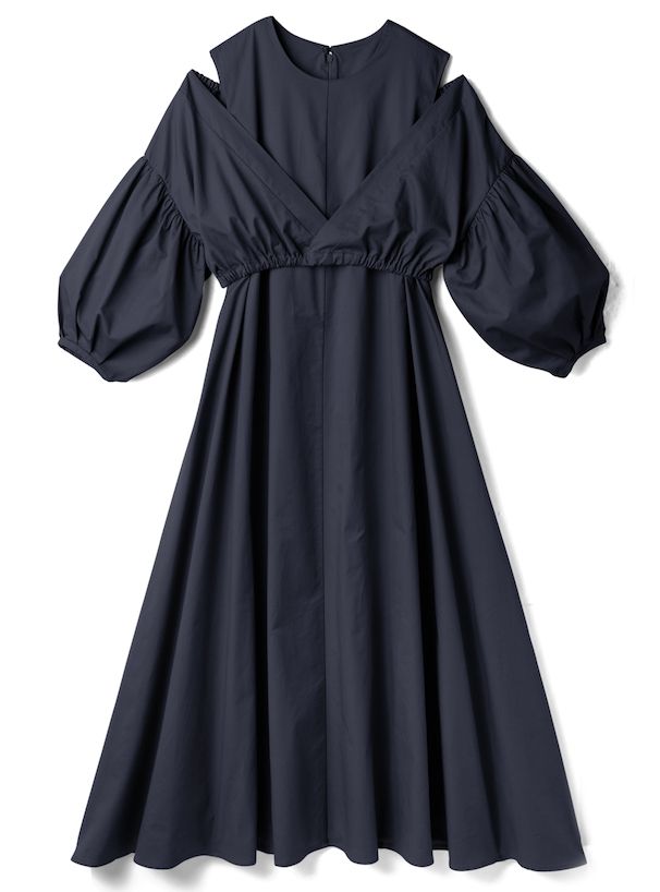 日本 GRL - 優雅質感泡泡袖背心兩件式洋裝-氣質杏