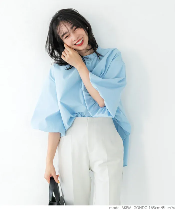 日本 COCA - 優雅夢幻泡泡袖襯衫-白