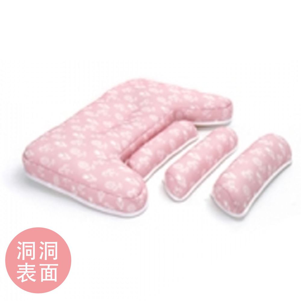 韓國 INUO - 3段可調式水洗枕-洞洞表面-粉紅花朵 (45X33X5cm)-2歲以上適用