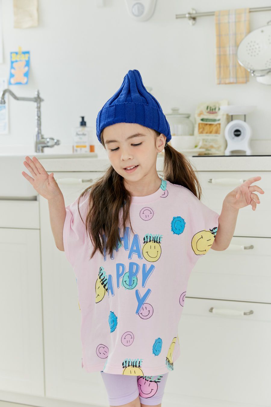 韓國 MINIATURE - HAPPY笑臉短袖上衣-粉紅