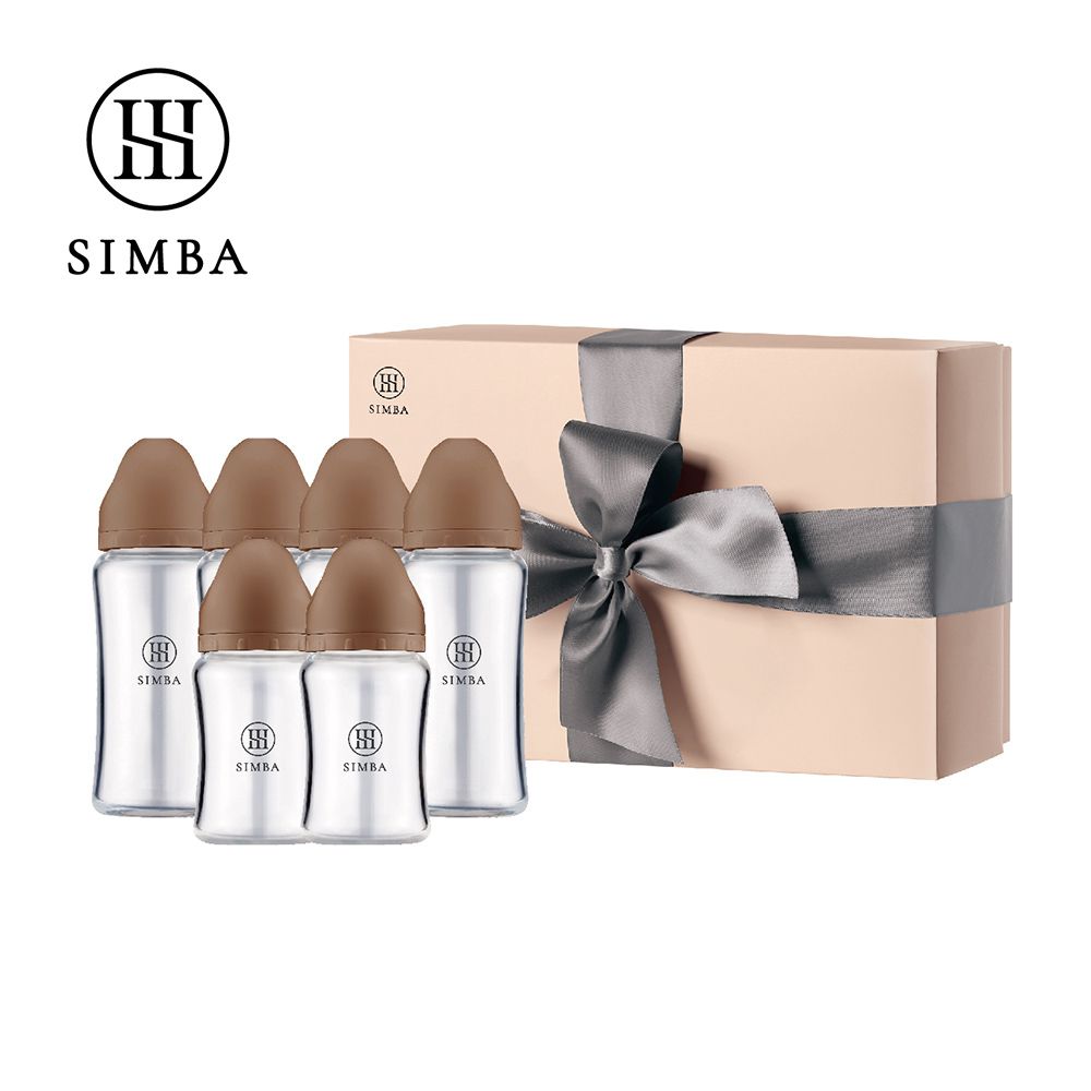 蘊蜜質金玻璃寬口奶瓶禮盒-摩卡慕斯