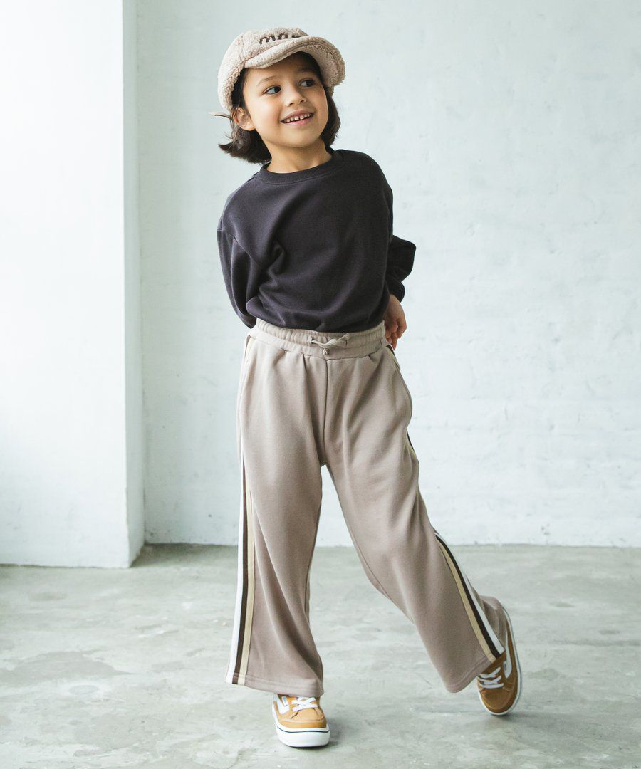 日本 PAIRMANON - 裏毛 寬鬆休閒長褲-灰杏