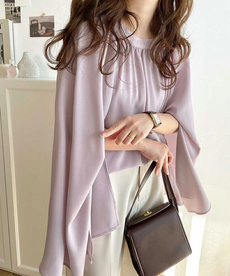 日本 Classical Elf - 優雅花園垂墜感開袖襯衫-奶油白