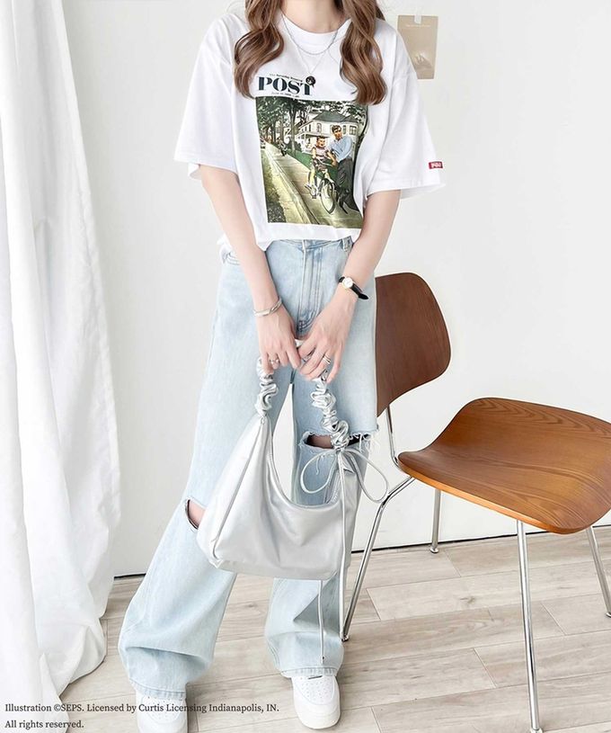 日本 Classical Elf - 設計師聯名 復古印花寬版T恤-自行車課-白