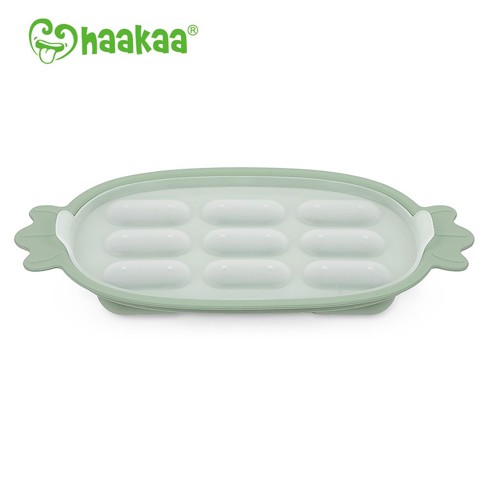 紐西蘭 HaaKaa - 矽膠輔食模具 (附蓋子)-墨綠色-9格x10mL