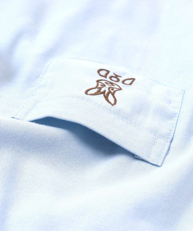 日本 BREEZE - 聯名款 露營風刺繡印花短袖襯衫-軍綠