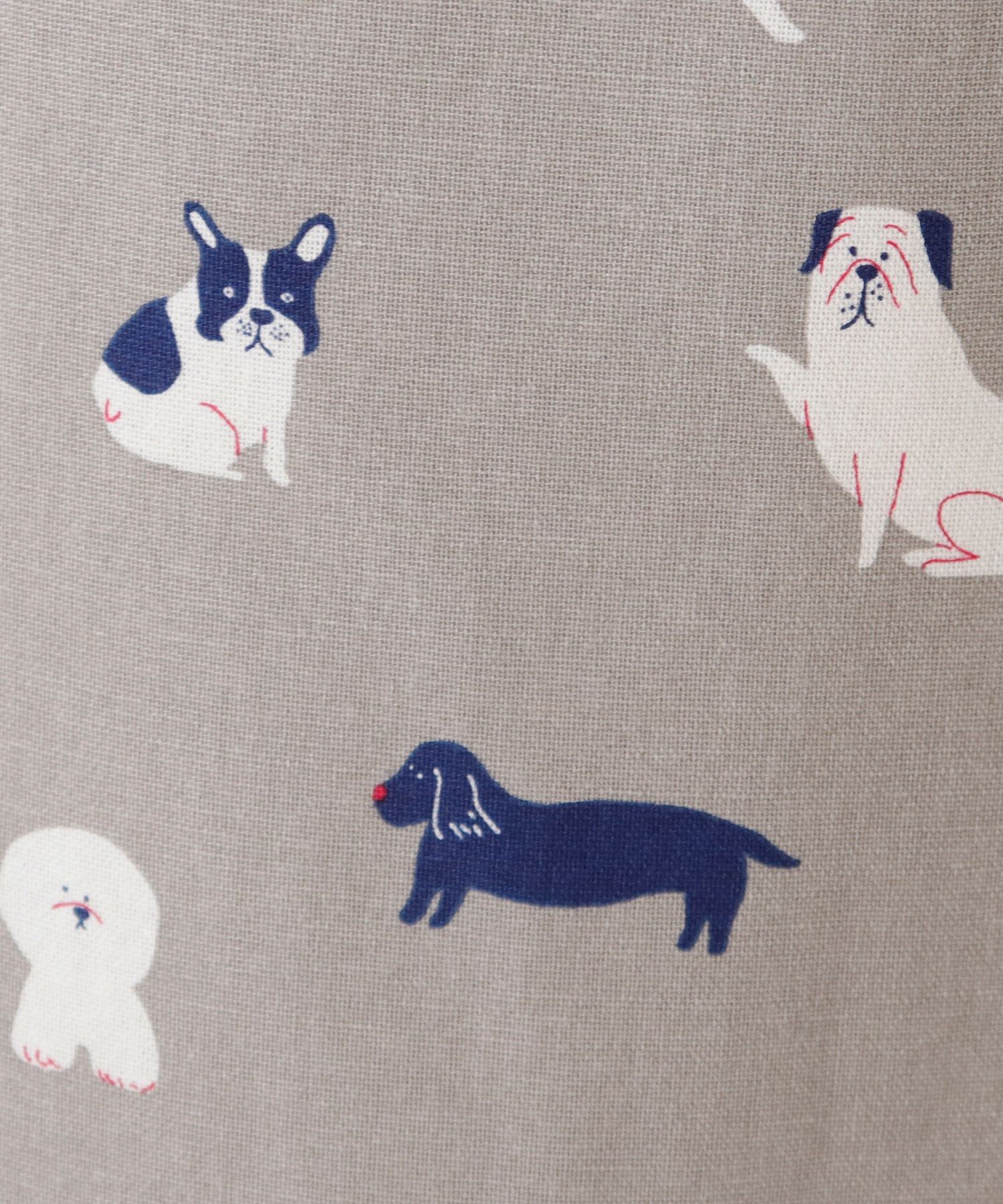 日本代購 - 印度棉大人料理圍裙(雙口袋)-狗狗散步-灰x黃