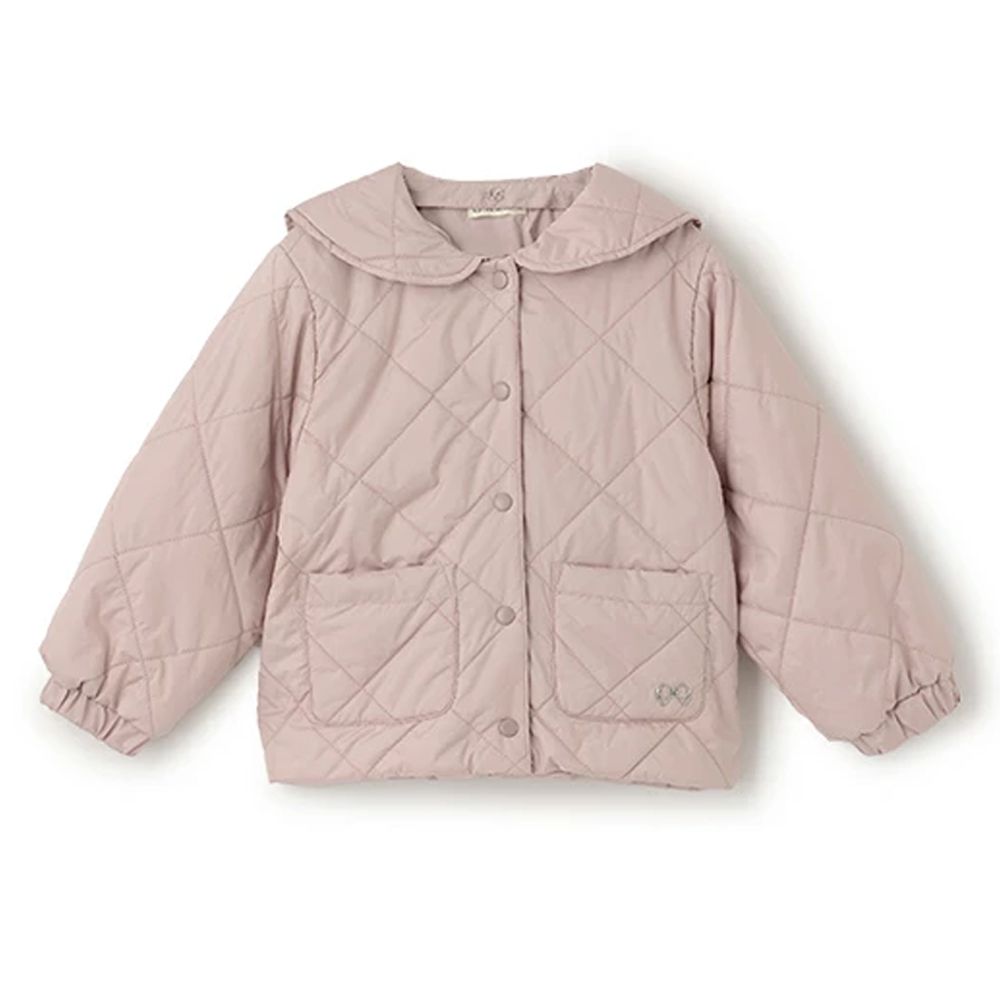 可機洗 水手領絎縫鋪棉外套(領可拆)-粉紅