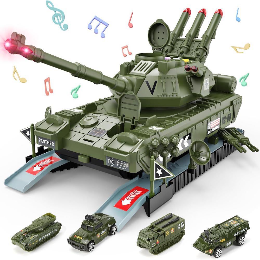 CuteStone - 軍用小汽車與聲光坦克車雙重模式套裝組合玩具