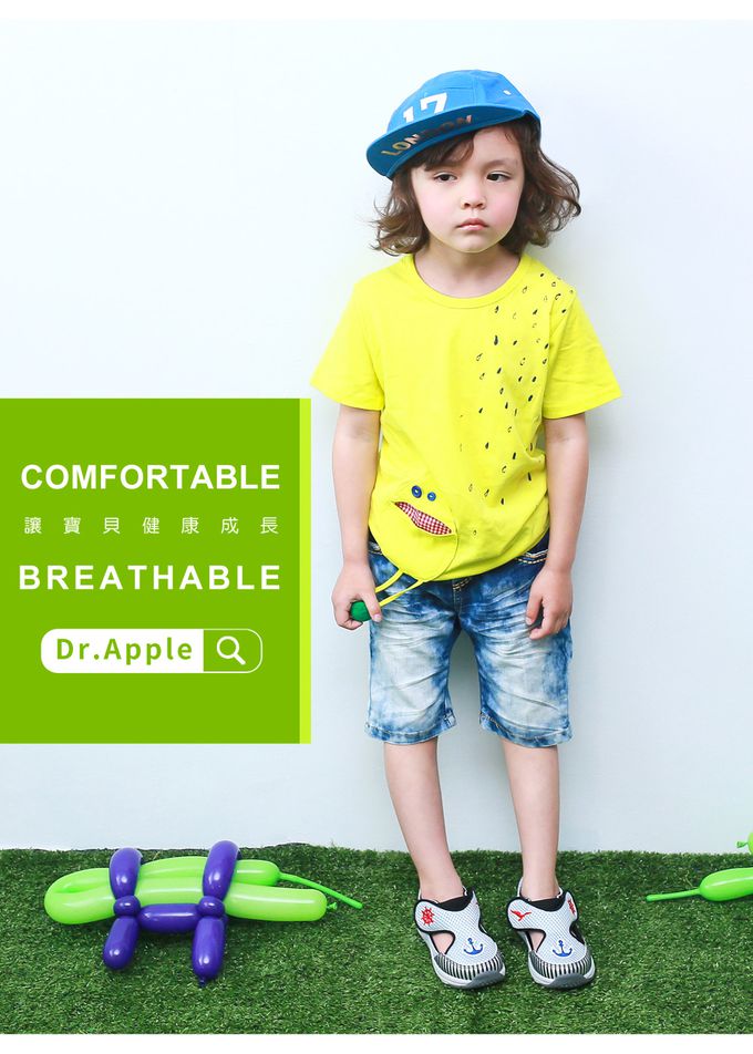 Dr. Apple - 機能童鞋 航海水手風透氣涼鞋-黑