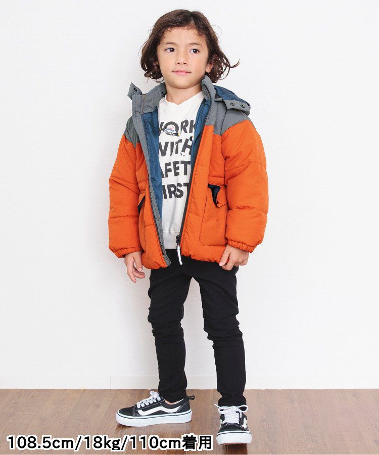 日本 BREEZE - 繽紛蓬鬆大口袋保暖外套-橘灰