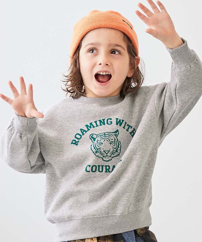 日本 devirock - 裏起毛動物印花大學T-哈巴狗-燕麥白