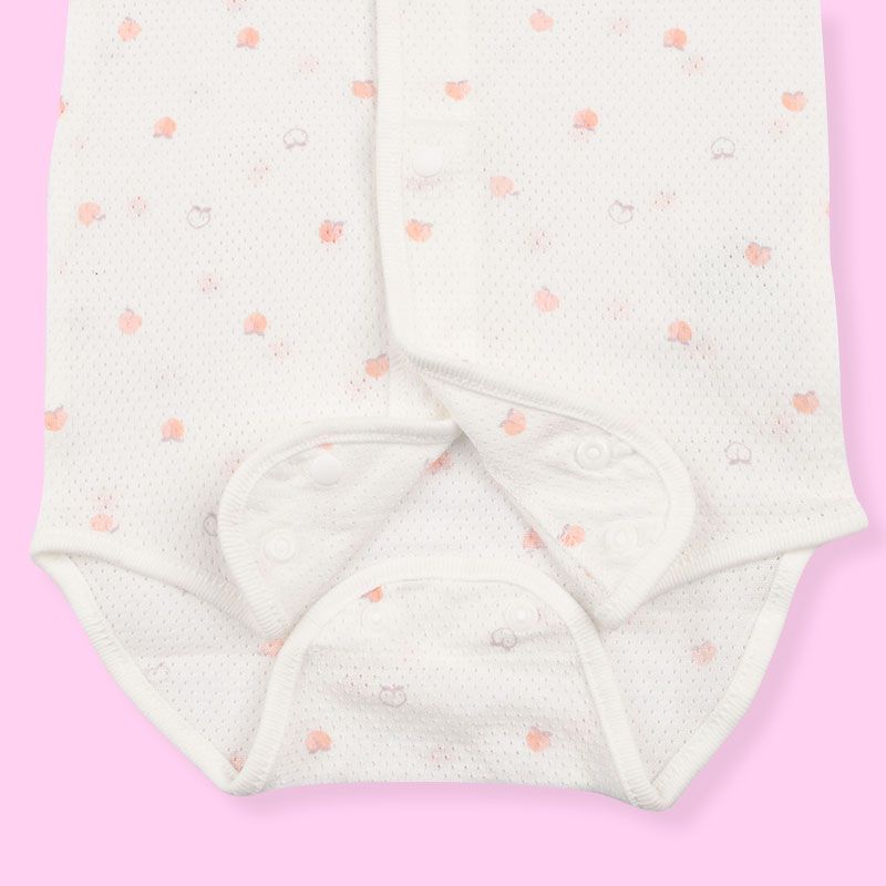 akachan honpo - 短袖前開式包屁衣-粉紅色 (80cm)