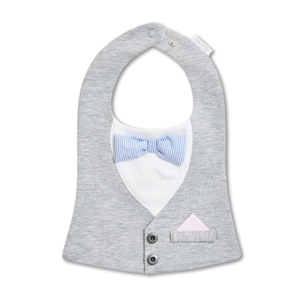 紳士西裝造型圍兜(嬰兒圍兜 寶寶圍兜 口水巾 口水圍兜)-砂石灰色