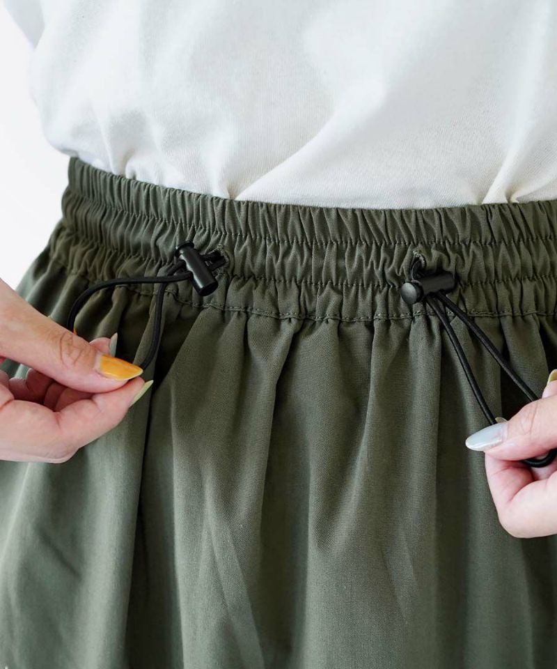 日本 zootie - 不規則設計抽繩工裝裙-軍綠